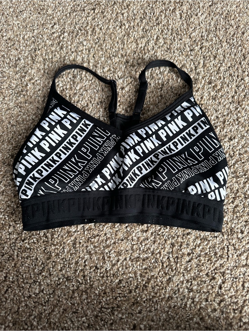 PINK Victoria's Secret Black & White Logo Wireless Bralette